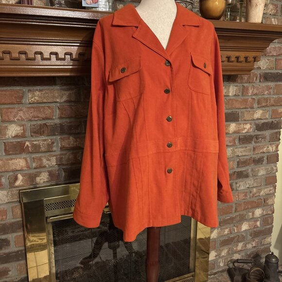 CJ Banks Orange Suade Light Jacket Size 3X Fall Outfit - Picture 1 of 8